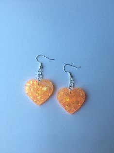 Neon Orange Glow Heart Earrings Handmade Glow in the Dark - Etsy Heart Shaped Resin Jewelry For Party, Valentine's Day Party Resin Earrings, Heart-shaped Resin Earrings For Party, Handmade Heart-shaped Resin Earrings, Orange Resin Jewelry For Party, Glow Heart, Rave Jewelry, Orange Glow, Rave Accessories