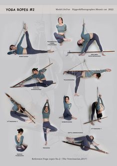 a woman doing yoga poses in different positions