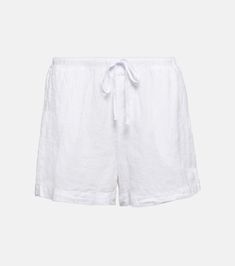 Tammy Linen Shorts in White - Velvet | Mytheresa Yacht Vacation, Vacation Looks, White Velvet, Linen Shorts, Daily Essentials, Color Name, Drawstring Waistband, Dream Wardrobe, Short Outfits