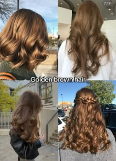 Hair Shades Of Brown, Golden Brunette Hair Color, Short Golden Brown Hair, Golden Brown Hair Colors, Different Shades Of Brown Hair, Hair Dye Aesthetic, Hair Inspo Brunette, Shades Of Brown Hair, Golden Hair Color