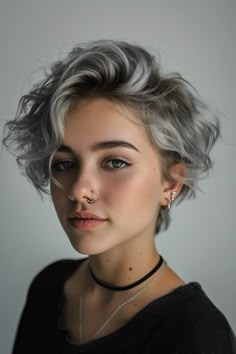 Asymmetrical Short Curly Hair, Round Face Undercut Woman, Shorter Haircuts For Wavy Hair, Scruffy Short Hair Women, Short On Sides Long On Top Hair Women, Short Curly Hair With Shaved Sides, Womens Short Wavy Hairstyles, Short Hairstyle Women Colored Hair, Female Haircuts Short