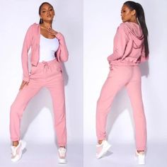 Pink Long Sleeve Hoodie Hooded Top And High Waist Joggers Jogger Pants Two Piece Set Long Sleeve Hoodie High Waist Jogger Pants Length For Size Small Top Is 19 Inches Pants Is 39 Inches 60% Cotton, 40% Polyester Also In Black & Gray New With Tag Size Xs = 0-2 Size S = 4 Size M = 6-8 Models Are Wearing Size S If You Have Any Questions, Please Let Me Know Thank You For Stopping By My Boutique To Read Reviews; Go To My Boutique Page By Clicking On My Username, Then Click On About And Then Scroll To Hooded Tracksuit With Pockets For Leisure, Hooded Tracksuit With Pockets, Solid Color Hooded Tracksuit With Pockets, Fall Tracksuit For Jogging With Pockets, Pink Long Sleeve Tracksuit With Pockets, Hooded Tracksuit With Pockets For Jogging, Pink Long Sleeve Tracksuit For Jogging, Spring Hooded Tracksuit For Sportswear, Hooded Drawstring Sweats In Sportswear Style