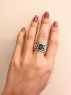 Emerald Ring Design, Stone Ring Design, Inexpensive Jewelry, Emerald And Diamond Ring, Diamond Rings Design, Diamond Ring Set, Fancy Rings, Gold Rings Fashion, Gold Ring Designs