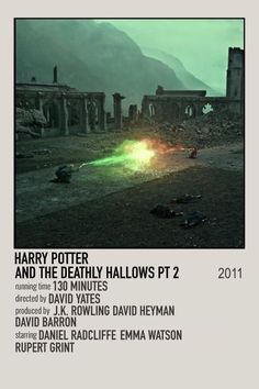 the poster for harry potter and the deathly shows an image of a green light