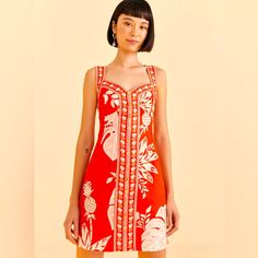 Reposhing This Item I Purchased From @Eparise. Loved It, But Ready To Rotate For Something New. Questions? Leave A Comment Below! Fashion Research, Tropical Dress, Bow Detail Dress, Vestido Casual, Farm Rio, Mini Wrap Dress, Red Mini Dress, Red Lace, Fashion Pieces