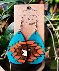 Unique Hand Painted Teardrop Earrings, Bohemian Hand Painted Jewelry For Everyday, Hand Painted Bohemian Jewelry For Everyday, Everyday Artisan Hand Painted Jewelry, Artisan Hand Painted Everyday Jewelry, Hand Painted Artisan Jewelry For Everyday, Hand Painted Adjustable Teardrop Jewelry, Unique Hand Painted Everyday Jewelry, Southwestern Hand Tooled Earrings As Gift