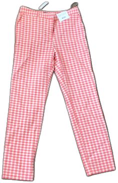 Preppy Spring Bottoms For Picnic, Gingham Straight Leg Bottoms For Spring, Plaid Straight Leg Pants For Spring, Red Bottoms For Spring Picnic, Red Spring Bottoms For Picnic, Spring Gingham Straight Leg Bottoms, Plaid Straight Leg Bottoms For Spring, Fitted Gingham Pants For Spring, Plaid Trousers For Spring