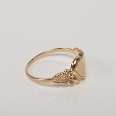 "Thanks for shopping our vintage estate store. We tend to sell well below wholesale and truly hope you enjoy all of our items. Many of the items are one of a kind, so please enjoy scrolling through the pictures and hopefully something will catch your eye. Brown spots are from camera or reflections. Estate 14k yellow gold monogram cursive capital V heart ring. Custom made ring for our shop. Ring size: 3 Setting: 7.5mm 1/4\" to 3/8\" Band width: 1.4mm Weight: .90 gram Marked 14k and it's sweet. On