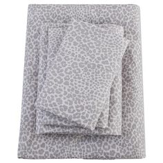 the grey and white leopard print sheet set