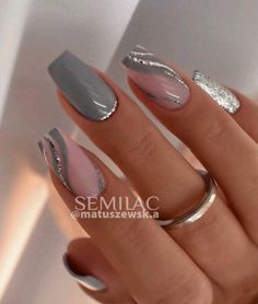 Elegant Grey Nails, Elegant Touch Nails, Smink Inspiration, Her Nails, Classy Nails, Pretty Acrylic Nails