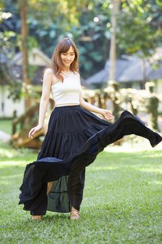 ♥ Women black maxi skirt - Flowy Long Halloween Dress - Soft Comfy Plus Size Long Ruffle Skirt Women - Boho Cotton Skirts Fall clothes women This long cotton ruffle maxi skirts are handmade in Northern Thailand, Chiangmai. Two size's available and they fits most. Skirt are same size just different length. Skirt have elastic waist and it's great choice for outdoor and indoor clothing, festival wear, summer, beach or just relaxation. Lannaclothesdesign products are uniquely designed and latest fashion trends. You can choose from many different colors. We use high quality sewing methods which give all our garments greater durability. ☛Product Name: FLOWY MAXI SKIRT DRESS ☛ Product Type: Handmade ☛ Material: Cotton ☛ Stuff: Soft Fabric ☛ Color: Black ☛ Quantity: One ☛ Durable: Yes ☛ Lightweigh Black Full-length Flowy Skirt, Black Flowy Lined Maxi Skirt, Flowy Black Bohemian Maxi Skirt, Spring Black Flowy Maxi Dress, Black Flowy Skirt Maxi Dress For Spring, Black Flowy Maxi Dress For Spring, Bohemian Black Flowy Maxi Skirt, Black Flowy Maxi Dress For Party, Black Tiered Ruffled Maxi Skirt