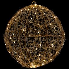 a ball with lights on it in the shape of a sphere, against a black background