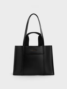 Black Shalia Tote Bag - CHARLES & KEITH US Charles And Keith Bags, University Bag, Womens Work Bag, Charles And Keith, Uni Bag, Bag Photography, Minimalist Tote Bag, Minimalist Tote, Travel Packing Tips