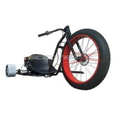 an old style motorcycle with red rims and tires