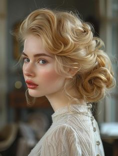 Blonde Wedding Hairstyles, Blonde Bridesmaid, Bridgerton Hair, 18th Century Hairstyles, Gorgeous Wedding Hairstyles, Blonde Wedding Hair, Blonde Updo, Boho Waves, Side Swept Curls