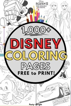 disney coloring pages with the title, free and printable for children to color in