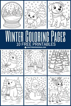 winter coloring pages for kids to print and color with the words, free printables