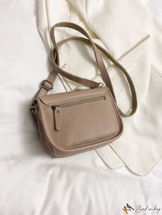 BirdinBag - Premium Genuine Leather Shoulder Crossbody Bag with Chic Buckle Design Beige Flap Shoulder Bag For Daily Use, Beige Crossbody Saddle Bag For Daily Use, Beige Flap Satchel With Adjustable Strap, Beige Saddle Bag With Adjustable Strap For Daily Use, Beige Saddle Shoulder Bag With Adjustable Strap, Beige Crossbody Flap Bag For Everyday Use, Beige Soft Leather Saddle Bag For Everyday Use, Beige Soft Leather Crossbody Baguette Bag, Beige Saddle Bag Satchel With Removable Pouch