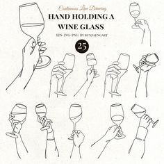 hand holding a wine glass in different positions