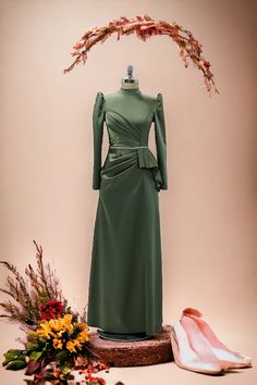 Elegant Floor-length Dress For Eid, Green Long Sleeve Dress For Wedding, Formal Floor-length Dresses For Eid, Festive Evening Fitted Abaya, Green Fitted Long Sleeve Mother Of The Bride Dress, Green Long Sleeve Maxi Dress For Wedding, Eid Evening Floor-length Maxi Dress, Formal Floor-length Evening Dress For Eid, Formal Maxi Dress For Eid