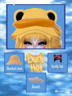 Cake Hat Hack Dti, Duck Dti Outfit, Umbrella Code Dress To Impress, Dti Hats Ideas, Duck Dress To Impress, Cute Roblox Codes, Cute Roblox Characters, Lourd Asprec, Hack Outfit