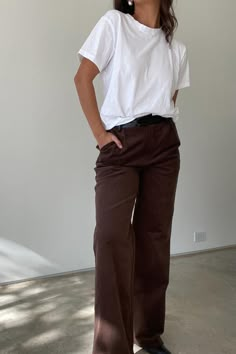 l PU Contrast Corduroy Waistband Pants    l Self: 97% Cotton, 3% Spandex   l Contrast: 50% PU, 50% Polyester   * MODEL IS 5'7″ AND IS WEARING A SMALL. Casual Corduroy Pants With Belt Loops, Relaxed Fit Corduroy Bottoms For Everyday, Casual Corduroy Bottoms With Belt Loops, Corduroy Mid-rise Workwear Bottoms, Mid-rise Corduroy Workwear Bottoms, Mid-rise Corduroy Bottoms For Work, Wide Leg Corduroy Pants With Belt Loops, Full Length Brown Corduroy Bottoms, Brown High-waisted Corduroy Pants