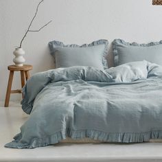 PRICES MAY VARY. What You Can Get-3 pieces bedding set includes 1 duvet cover and 2 pillow shams（not include the comforter）Size:Queen duvet cover size is 88" x 92", 2 pillow shams: 20" x 26";Every set includes 2 spare buttons. Unique Design-Button closure,the fasteners are hidden for a seamless look，which is pretty and classic.There are 4 corner ties which ensure your comforter remains immovable in the cover. There are beautiful ruffles on 3 sides,extra long to cover the bed's border on(The ruff Ruffled Duvet, Twin Size Duvet Covers, Ruffle Duvet Cover, Work Space Decor, Linen Duvet Cover, Linen Sheet Sets, Farmhouse Bedding, Sectional Sofa Couch, Bedroom Headboard