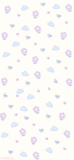 a wallpaper with clouds and bows on it