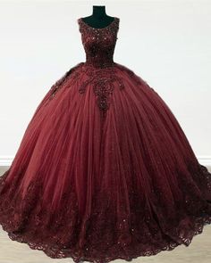 Lace Appliques Ball Gown Scoop Neck Dresses Scoop Neck Dresses, Quince Crowns, Burgundy Quinceanera, Burgundy Quinceanera Dresses, Xv Ideas, Strapless Wedding Dress Mermaid, Quince Stuff, Quinceañera Dresses, Dress Quinceanera