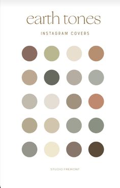 the cover of earth tones instagramm covers, with different colors and sizes on it