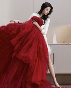 Red Tulle Long A Line Ball Gown Dress Red Evening Dress on Luulla Tulle Floor-length Ball Gown For Debutante Ball, Floor-length Tulle Ball Gown For Debutante Ball, Quinceanera Floor-length Gown With Tulle Skirt, Floor-length Tulle Gown For Quinceanera, Quinceanera Tulle Floor-length Gown, Red Tulle Prom Gown, Red Tulle Dresses For Prom Season, Red Tulle Gown For Quinceanera, Red Tulle Ball Gown For Banquet