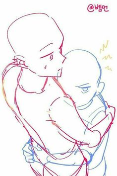 a drawing of a man holding a baby in his arms with the caption's name on it