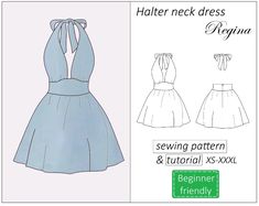 the sewing pattern for a halter neck dress