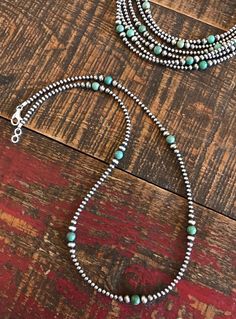 The Preston Necklace-Necklaces-Calli Co. Handmade Silver-colored Metal Turquoise Necklace, Western Jewerly, Southwestern Style Silver Turquoise Necklace For Western-themed Events, Western-style Hand-strung Turquoise Necklace, Nickel-free Silver Turquoise Necklace In Western Style, Rodeo Jewelry, Lucky Jewelry, Southwestern Style Blue Turquoise Nickel-free Necklace, Navajo Pearls