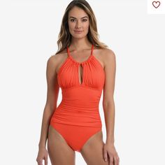 Tummy Control , Size 12 Bright Orange Goddess Twist, Wendy Peffercorn, Beautiful Bathing Suits, Swimwear 2021, Cute Swimwear, Female Wrestling, Ruched Swimsuit, Bandeau Tankini, High Neck One Piece