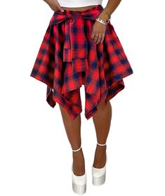 PRICES MAY VARY. Material: this flowy plaid mini skorts skirts are made by comfy quality polyester materials, it is comfy, lightweight and Breathable. Features: 90s vibes plaid pattern, grunge pleated design, irregular hem, flared A-line shape, and elastic waist attached inner shorts underwear, above knee length, shirt-sleeve-style ties y2k hipster design, just like tying plaid overshirts around our waist. Occasions: pleated plaid skirt is suit for Goth, Dating, Golf orTennis Sports, Leisure, St Plaid Skirt Elastic Waist, Red Plaid Layered Skirt, Plaid Skirts Mini, Plaid Split Skirt, Plus Size Plaid Mini Skirt, Plaid Pleated Skort For Summer, Casual Asymmetrical Hem Skirt For Fall, Summer Plaid Pleated Skort, Summer Pleated Plaid Skort