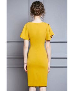 Get 10% off now! Buy Elegant Yellow Sheath Summer Party Dress Beaded with Puffy Sleeves at cheap price online. Free stable shipping and pro custom service since 2009. Yellow Short Sleeve Midi Dress For Evening, Elegant Yellow Bodycon Dress, Yellow Bodycon Sheath Dress, Yellow Bodycon Dress With Short Sleeves, Yellow Short Sleeve Dress For Formal Events, Yellow Short Sleeve Formal Dress, Yellow Short Sleeve Mini Dress For Party, Elegant Yellow Sheath Midi Dress, Formal Yellow Midi Length Mini Dress