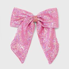 The Girls' Sequin Bow Barrette from Cat & Jack™ in charming pink lends sparkle to any outfit. With an easy-to-use design, the barrette effortlessly secures hair in place. Whether she's dressing up for a party or simply adding flair to her everyday look, this girls’ sequin bow barrette from Cat & Jack™ adds a pop of shimmer. Cat & Jack™: Classics with an imagination of their own Kids Pink Hair, Fancy Hair Bows, Bow Barrette, Pink Hair Bows, Hair Accessories Set, Baby Birthday Cakes, Sequin Bow, Glitter Bow, Stuff I Need