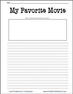 my favorite movie worksheet for students to practice their writing skills and read alouds