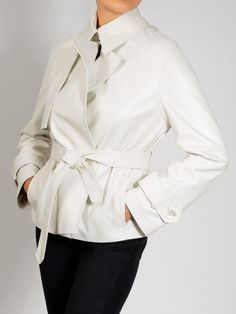 Simplicity and elegance in a single Daisy Italian Lambskin Leather Jacket. An iconic heritage piece is given a contemporary touch, ready to wear in all seasons. With a tailored but relaxed cut, it manages to accentuate the waist with a belt. Elegant Semi-formal Outerwear With Belt Loops, Formal Elegant Outerwear With Belt Loops, Classic Belted Formal Outerwear, Elegant Belted Outerwear For Work, Classic Formal Outerwear With Belt Detail, Designer Formal Belted Outerwear, Elegant Winter Blazer With Belt Loops, Designer Belted Outerwear For Formal Occasions, Elegant Outerwear With Self Belt For Work