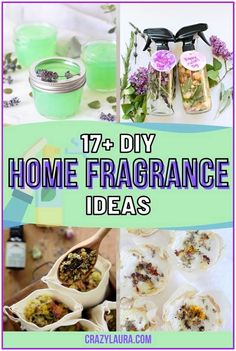 the collage shows different types of homemade home decor items and jars with flowers in them