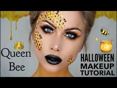 Queen Bee Makeup, Bee Face Paint, Bee Costume Diy, Makeup Tutorial Halloween, Make Your Own Makeup