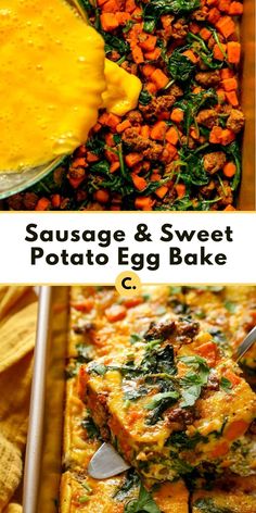 sausage and sweet potato egg bake with spinach