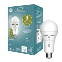 an energy saving light bulb in front of a box