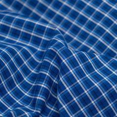 Plaid Cotton Shirting - Cobalt/Sky Blue/White | Blackbird Fabrics Quilted Garments, Gathered Dress, Black Pebbles, Pj Sets, Needle And Thread, Black Bird, Blue Plaid, Blue Light, Cobalt