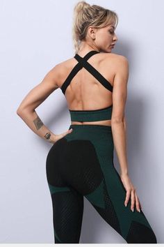 High Waisted Tummy Control Leggings & Top 3 Piece Set - TGC Boutique - 2 Piece Set Green Moisture-wicking Nylon Activewear, Green Nylon Sportswear Activewear, Stretch Sports Bra With Breathable Mesh For Yoga, Breathable Mesh Stretch Sports Bra For Workout, High Stretch Breathable Mesh Activewear For Gym, Functional Stretch Activewear With Breathable Mesh, Green Nylon Activewear For Pilates, Stretchable Yoga Sports Bra With Breathable Mesh, Functional Activewear With Breathable Mesh And Stretch