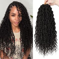 PRICES MAY VARY. Material: Made from high-quality sythetic fiber, This Goddess locs crochet hair offer the perfect balance of softness and durability.The natural-looking texture mimics real hair, ensuring a seamless blend with your natural hair. Natural Looking,No Smell,Not Rough,not easy to separate. Packing:8 Packs/Lot,12 Strands/Pack,Total 96 Strands,Usually 6-8 Pack Is Enough For a Full Head. Handmade Faux Locs Crochet Hair Comes In Variety Of Lengths And Colors,Allowing You To Customize Your Look And Style. The New Faux Locs Crochet Hair is More Lovely and Full-Looking. Style: Hippie Locs, Goddess Faux Locs,fashion avant-garde, Boho Style, crochet hair for black women. river locs crochet hair with curly ends; one strand has 1-3 curly hair in the middle, more real & natural. Change up Boho Faux Locs Crochet, Black Women Boho, Locs Fashion, Boho Faux Locs, Pre Looped Crochet Hair, Soft Locs Crochet, Locs Goddess, Goddess Locs Crochet, Braids Faux Locs