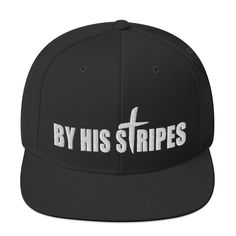 By his stripes we are.... This hat is structured with a classic fit, flat brim, and full buckram. The adjustable snap closure makes it a comfortable, one-size-fits-most hat. • 80% acrylic, 20% wool • Green Camo is 60% cotton, 40% polyester • Structured, 6-panel, high-profile • 6 embroidered eyelets • Plastic snap closure • Green undervisor • Head circumference: 21⅝″–23⅝″ (54.9 cm–60 cm) • Blank product sourced from Vietnam or Bangladesh Adjustable Striped Baseball Cap, Adjustable Striped Hat With Flat Brim, Adjustable Striped Flat Brim Hat, Christian Hats, Chic Dress Classy, Gods Love Quotes, Dress Classy, Hrithik Roshan, Let God