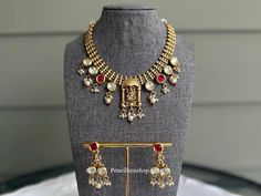 Lakshmi ji Temple kundan Necklace set,indian jewelry,south Indian JEWLERY set,temple jewelry,indian dainty set,kundan necklace set