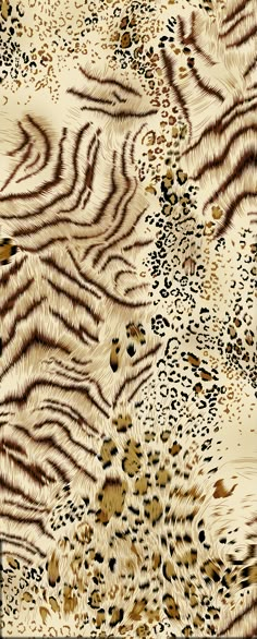 an animal print pattern with brown and black spots on the fur, as well as tiger stripes